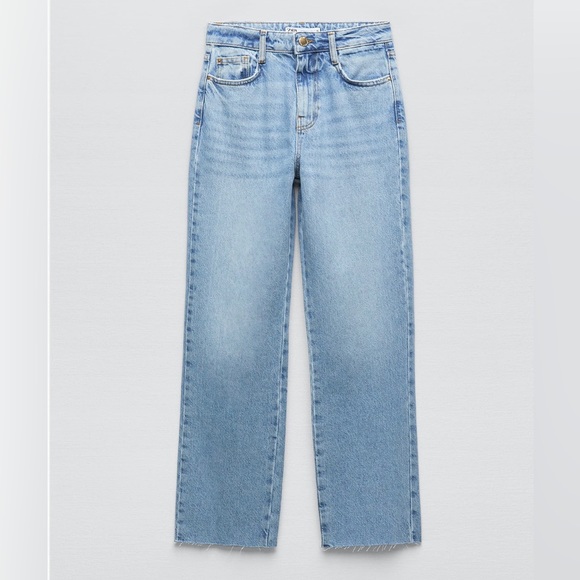 Zara denim STRAIGHT LEG AND UNFINISHED HEM jeans size 25 used - Picture 2 of 5